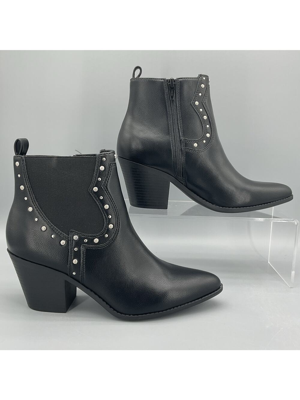 NEW Sun + Stone Women’s Indianaa Western Studded Dress Boots Black Size 7.5M
